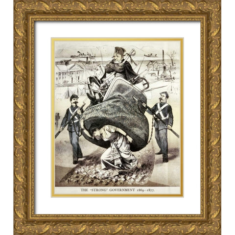 Strong Government Gold Ornate Wood Framed Art Print with Double Matting by Unknown