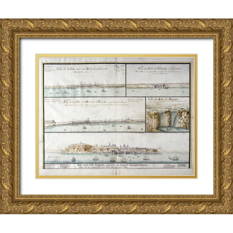 View of The City of Three Rivers In Canada Gold Ornate Wood Framed Art Print with Double Matting by Unknown