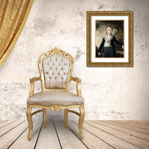 Young Boy Gold Ornate Wood Framed Art Print with Double Matting by Unknown