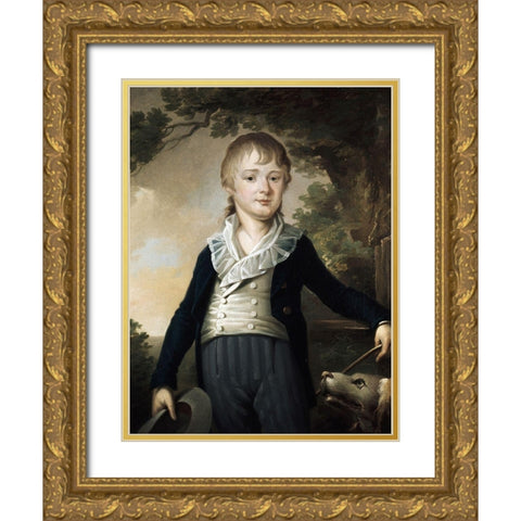 Young Boy Gold Ornate Wood Framed Art Print with Double Matting by Unknown