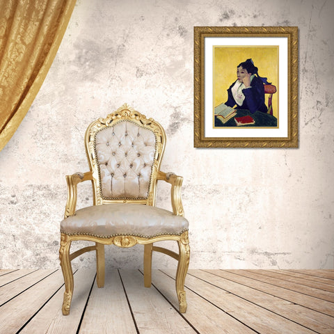 LArlesienne: Madame Joseph Michel Ginoux Gold Ornate Wood Framed Art Print with Double Matting by Van Gogh, Vincent