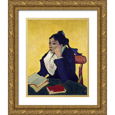 LArlesienne: Madame Joseph Michel Ginoux Gold Ornate Wood Framed Art Print with Double Matting by Van Gogh, Vincent