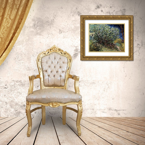 Lilacs Gold Ornate Wood Framed Art Print with Double Matting by Van Gogh, Vincent