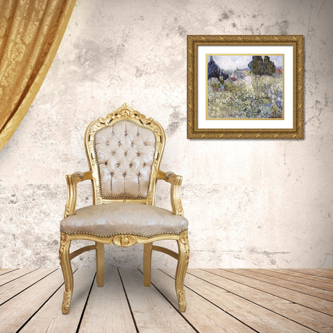 Marguerite Gachet in the Garden at Auvers-Sur-Oise Gold Ornate Wood Framed Art Print with Double Matting by Van Gogh, Vincent