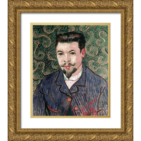 Portrait of Doctor Felix Rey Gold Ornate Wood Framed Art Print with Double Matting by Van Gogh, Vincent