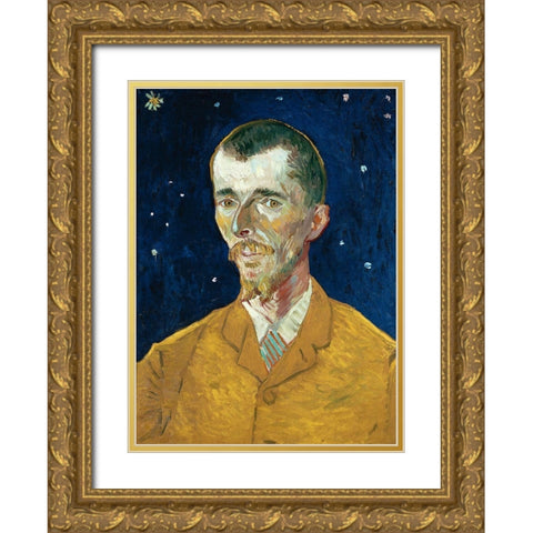 Portrait of Eugene Boch Gold Ornate Wood Framed Art Print with Double Matting by Van Gogh, Vincent