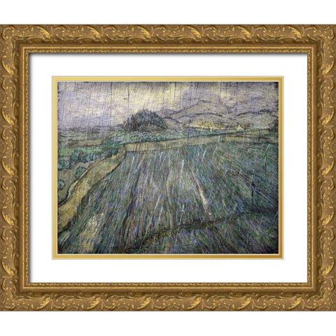 The Storm Gold Ornate Wood Framed Art Print with Double Matting by Van Gogh, Vincent