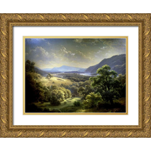 Summer Landscape Gold Ornate Wood Framed Art Print with Double Matting by Weber, Paul