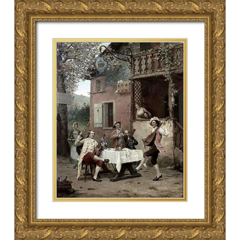 Cabaret De La Couronne Gold Ornate Wood Framed Art Print with Double Matting by Weiss, Emile Georges