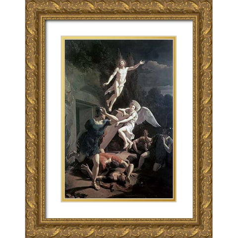 Resurrection Gold Ornate Wood Framed Art Print with Double Matting by van der Werff, Adriaen