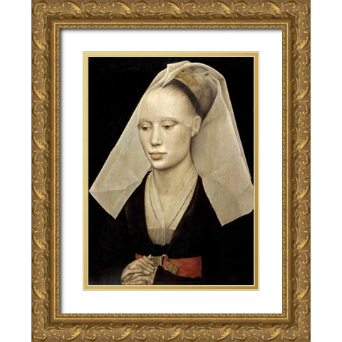 Portrait of a Lady Gold Ornate Wood Framed Art Print with Double Matting by Van Der Weyden, Rogier