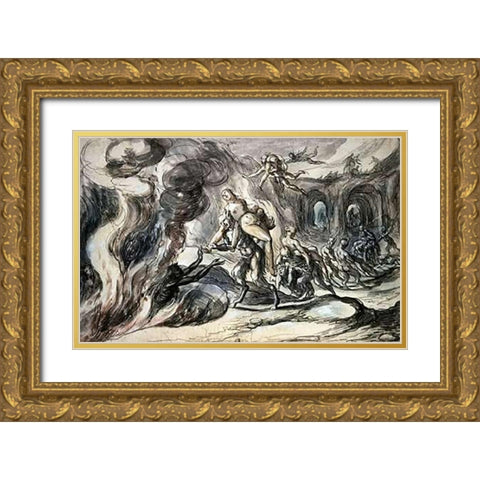 Eurydice In Hell Gold Ornate Wood Framed Art Print with Double Matting by Weyer, Hermann