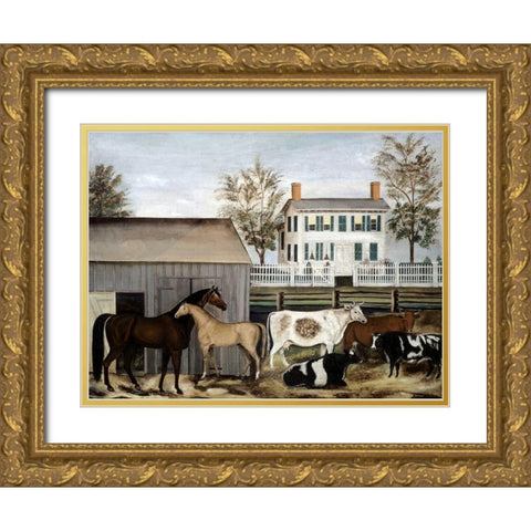 Barnyard Gold Ornate Wood Framed Art Print with Double Matting by Zeliff, A.E.