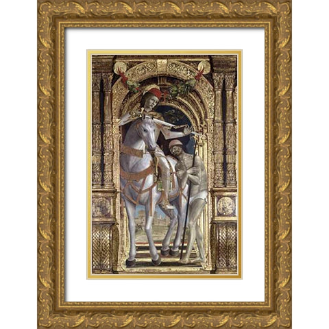 Madonna and Child (Detail)From The Polyptych of Saint Martin Gold Ornate Wood Framed Art Print with Double Matting by Zenale, Bernardo