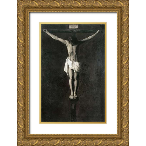 Museumist On The Cross Gold Ornate Wood Framed Art Print with Double Matting by De Zurbaran, Francisco