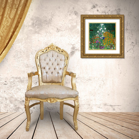 Farmers Garden Gold Ornate Wood Framed Art Print with Double Matting by Klimt, Gustav