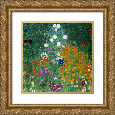 Farmers Garden Gold Ornate Wood Framed Art Print with Double Matting by Klimt, Gustav