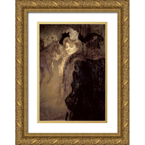 Woman in the Street Gold Ornate Wood Framed Art Print with Double Matting by Anquetin, Louis