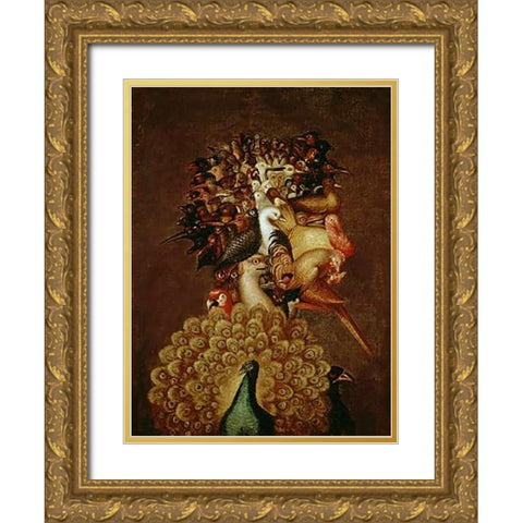 The Air Gold Ornate Wood Framed Art Print with Double Matting by Arcimboldo, Giuseppe