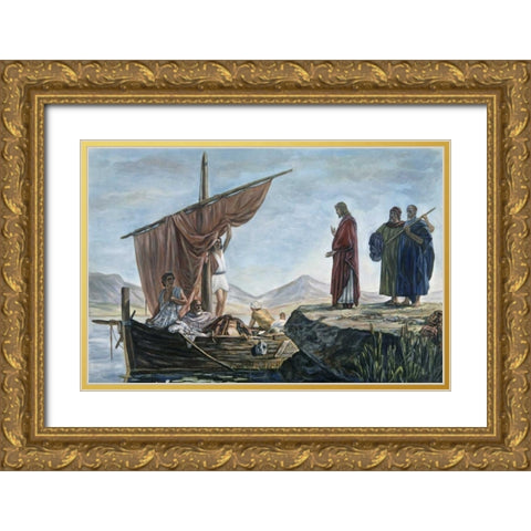 Christ Calling James and John Gold Ornate Wood Framed Art Print with Double Matting by Armitage, Edward