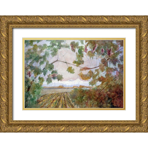 Amongst the Vineyards Gold Ornate Wood Framed Art Print with Double Matting by Audivert, Eduardo
