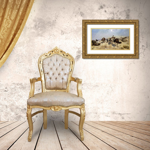 Bedouin Caravan Gold Ornate Wood Framed Art Print with Double Matting by Beavis, Richard