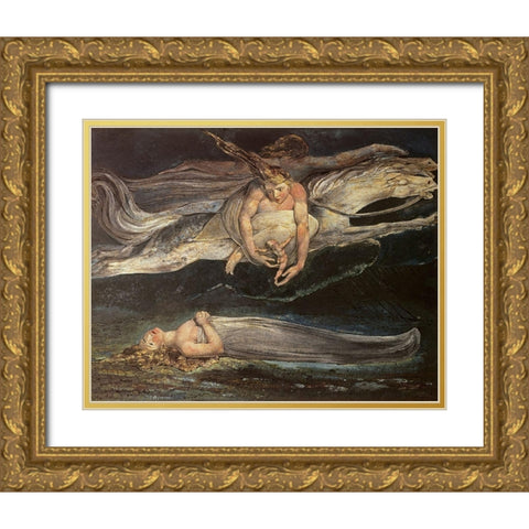 Divine Comedy: Pity 19th C. Gold Ornate Wood Framed Art Print with Double Matting by Blake, William