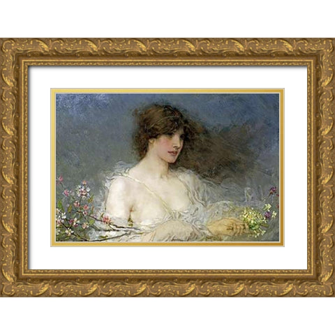 A Spring Idyll Gold Ornate Wood Framed Art Print with Double Matting by Boughton, George Henry