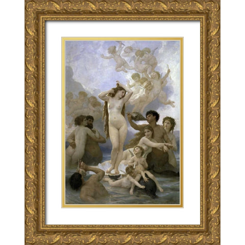 The Birth of Venus Gold Ornate Wood Framed Art Print with Double Matting by Bouguereau, William-Adolphe
