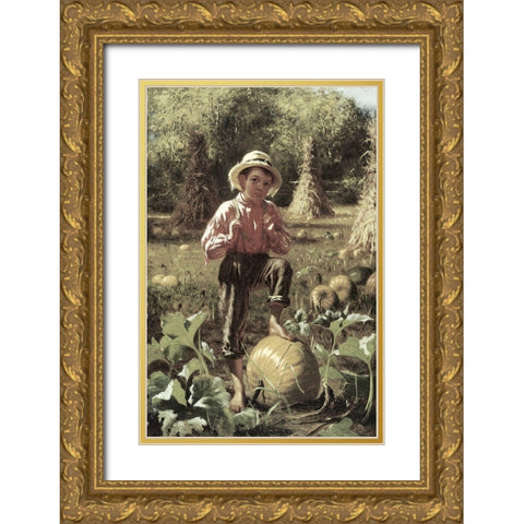 Thats Me Pumpkin Gold Ornate Wood Framed Art Print with Double Matting by Brown, John George