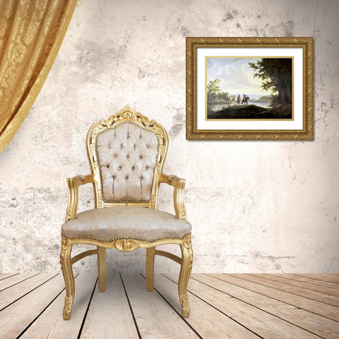 Lewis and Clark Expedition Gold Ornate Wood Framed Art Print with Double Matting by Burnham, Thomas Mickell