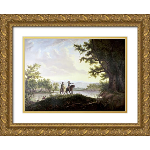 Lewis and Clark Expedition Gold Ornate Wood Framed Art Print with Double Matting by Burnham, Thomas Mickell