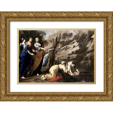 Finding of Moses Gold Ornate Wood Framed Art Print with Double Matting by Cavallino, Bernardo