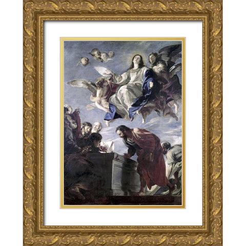 The Ascension of The Virgin Gold Ornate Wood Framed Art Print with Double Matting by Cerezo, Mateo