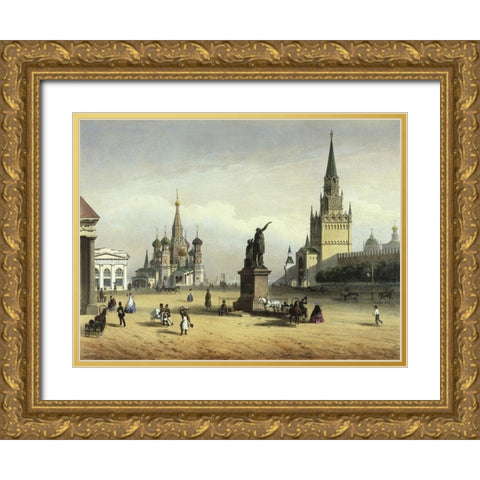 View Of Red Square (from Moscow And The Suburbs) Gold Ornate Wood Framed Art Print with Double Matting by Charlemange, Joseph
