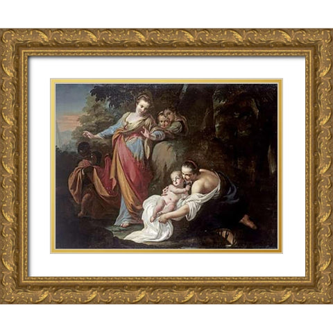 The Finding of Moses Gold Ornate Wood Framed Art Print with Double Matting by Cignaroli, Gianbettino