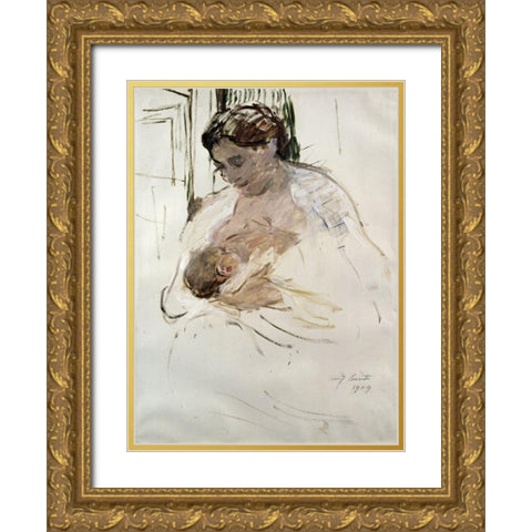 Charlotte with Wilhelmine Gold Ornate Wood Framed Art Print with Double Matting by Corinth, Lovis