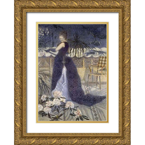 Portrait of Mrs. Cross Gold Ornate Wood Framed Art Print with Double Matting by Cross, Henri-Edmond