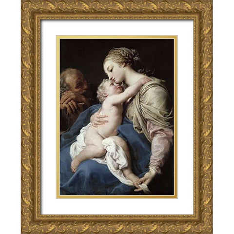 The Family Gold Ornate Wood Framed Art Print with Double Matting by Da Camerino, Girolamo di Giovanni
