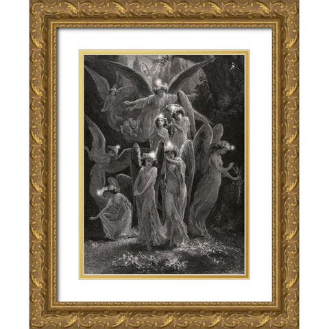 The Dews of Evening, c.1874 Gold Ornate Wood Framed Art Print with Double Matting by Davis, John S.