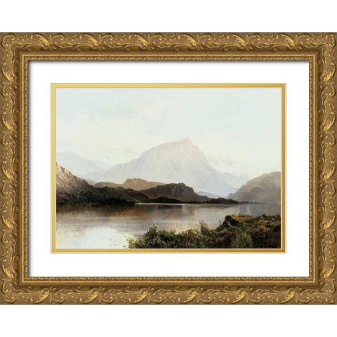 The Hills of Loch Lomond Gold Ornate Wood Framed Art Print with Double Matting by De Breanski, Alfred