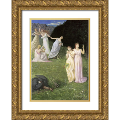 The Reaper Gold Ornate Wood Framed Art Print with Double Matting by de Chavannes, Pierre Puvis