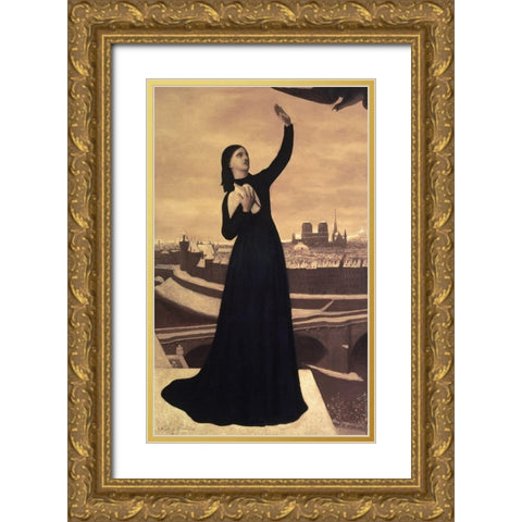 The White Rock (Le Rocher Blanc) Gold Ornate Wood Framed Art Print with Double Matting by de Chavannes, Pierre Puvis