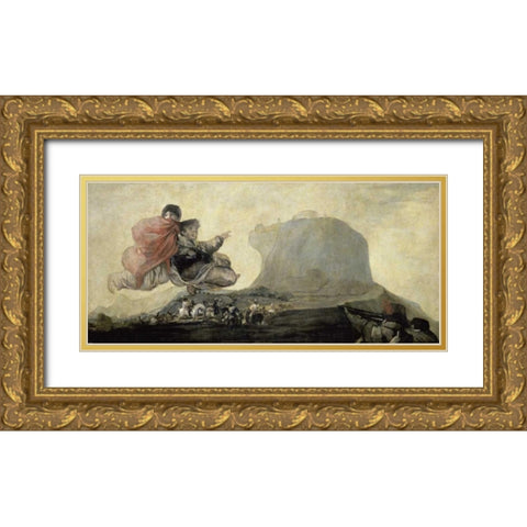 El Aquelarre Gold Ornate Wood Framed Art Print with Double Matting by De Goya, Francisco