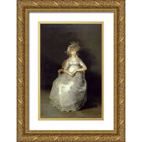 The Countess of Chichon Gold Ornate Wood Framed Art Print with Double Matting by Goya, Francisco De
