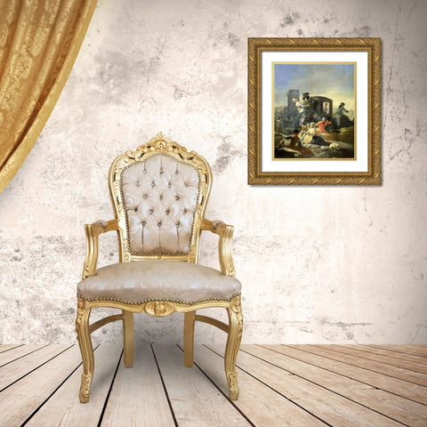 The Pottery Vendor Gold Ornate Wood Framed Art Print with Double Matting by Goya, Francisco De