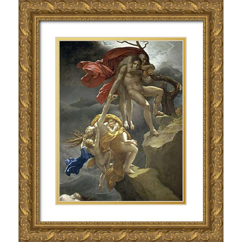 Scene of the Flood Gold Ornate Wood Framed Art Print with Double Matting by De Roucy-Trioson, Anne Girodet