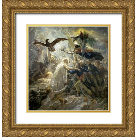 The Shadows of the French Warriors Led by the Victory Gold Ornate Wood Framed Art Print with Double Matting by De Roucy-Trioson, Anne Girodet