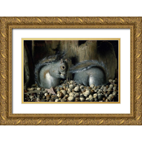 Les Gloutons Gold Ornate Wood Framed Art Print with Double Matting by Decker, Joseph