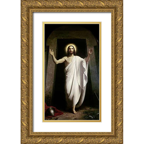 The Resurrection Gold Ornate Wood Framed Art Print with Double Matting by Dorph, Anton Laurids Johannes